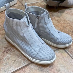 Steve Madden, ankle fashion sneaker with slight wedge on ankle.